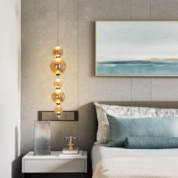 Latticated Amber Glass Pendant Lamp - Image 2