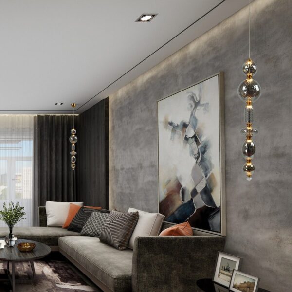 Latticated Smoked Glass Pendant Lamp - Image 2