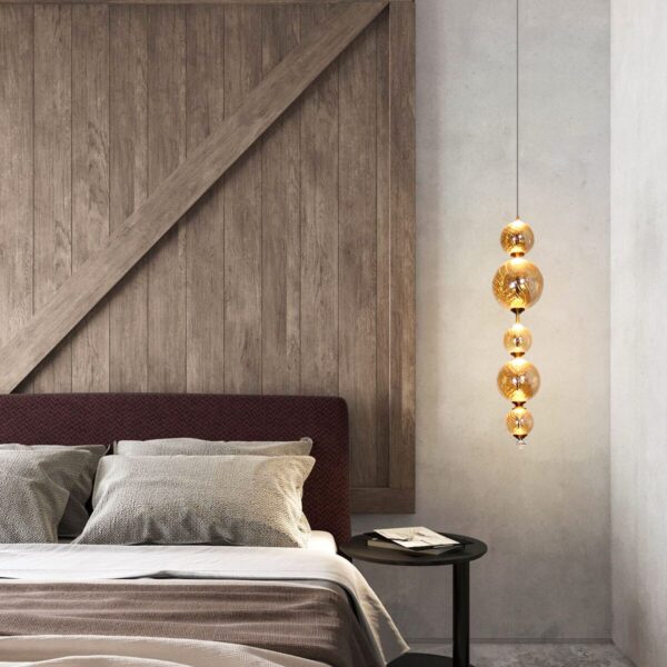Latticated Amber Glass Pendant Lamp - Image 4