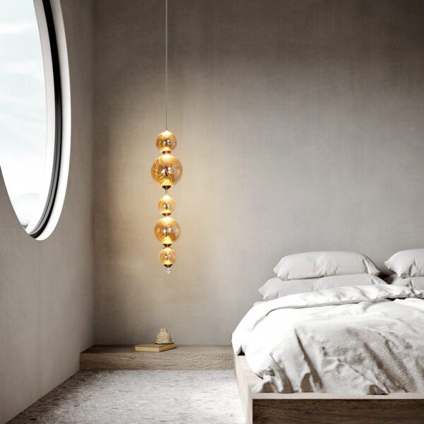 Latticated Amber Glass Pendant Lamp - Image 5
