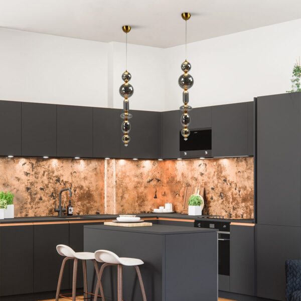 Latticated Smoked Glass Pendant Lamp - Image 5