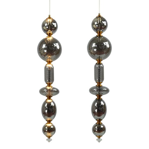 Latticated Smoked Glass Pendant Lamp - Image 6