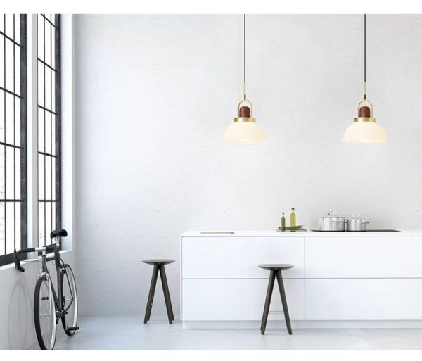 Halfmoon Arc (Glass, Wood) Pendant Lamp - Image 6
