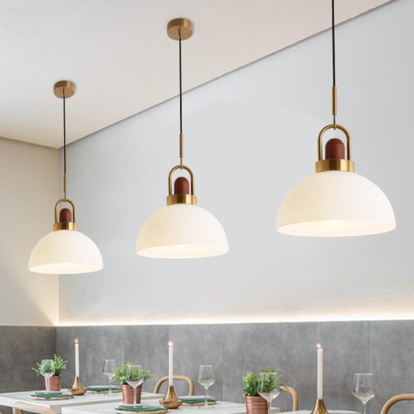 Halfmoon Arc (Glass, Wood) Pendant Lamp - Image 7