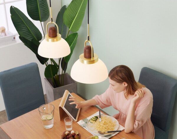 Halfmoon Arc (Glass, Wood) Pendant Lamp - Image 9