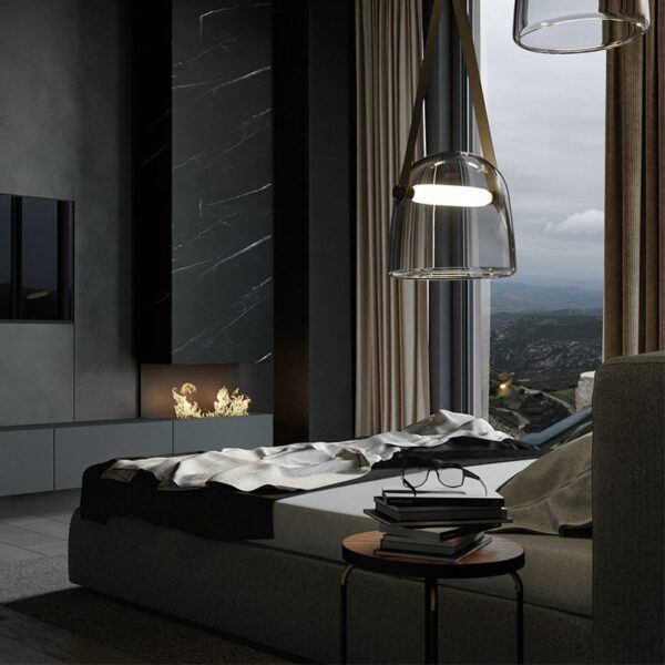Dew Smoked (Glass, Leather) Pendant Light - Image 2