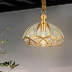 Mexican Gold Vintage Glass Pendant Light