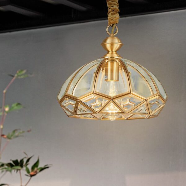 Mexican Gold Vintage Glass Pendant Light