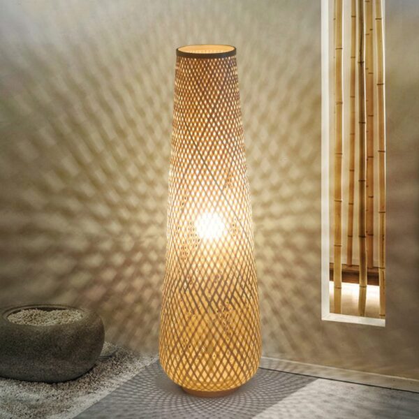 Japaneo Wooven Bamboo Floor Lamp - Image 3