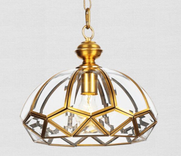 Mexican Gold Vintage Glass Pendant Light - Image 4