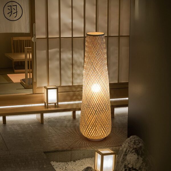 Japaneo Wooven Bamboo Floor Lamp - Image 5