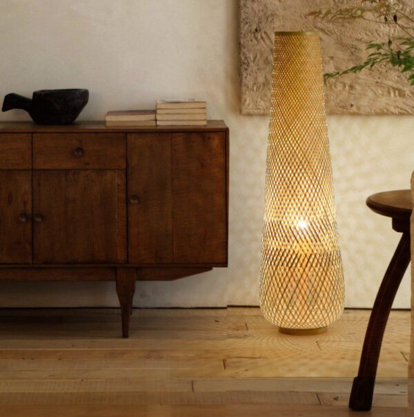 Japaneo Wooven Bamboo Floor Lamp - Image 6