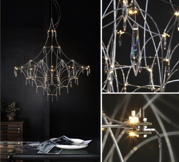 Crystalline Silver X Glass Chandelier - Image 6