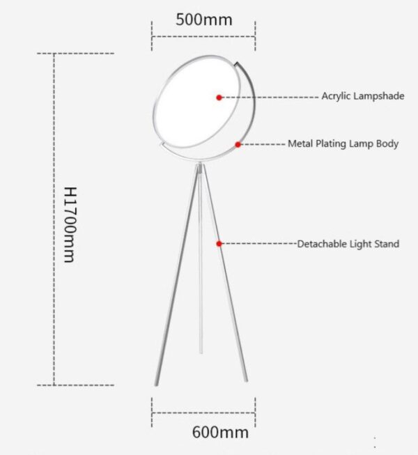 Superlon Tripod (Iron, PVC Acrylic) Floor Lamp - Image 8