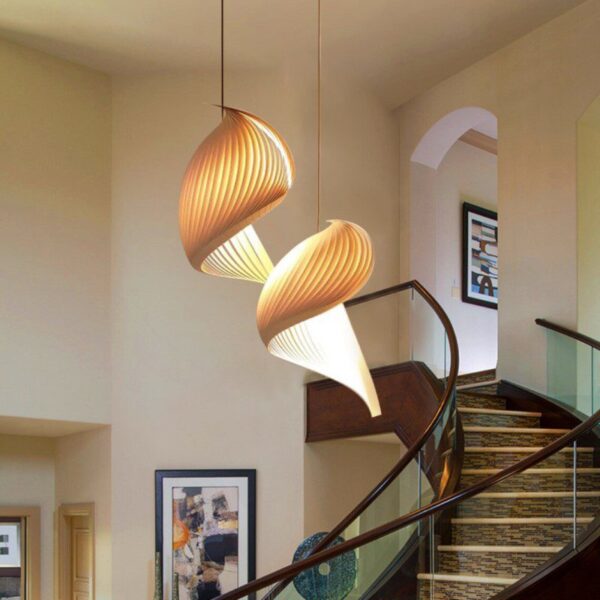 Cheese Flex Natural Wood Pendant Light - Image 3