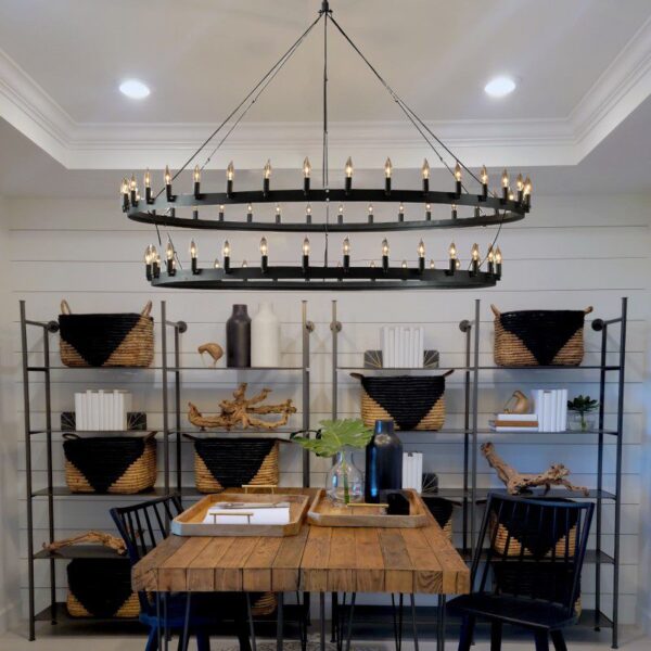 Twin Tier Iron Chandelier - Image 3