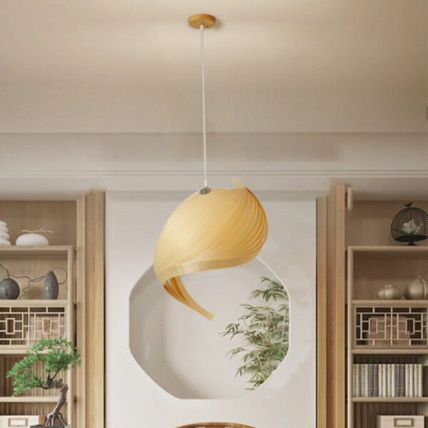 Cheese Flex Natural Wood Pendant Light - Image 4
