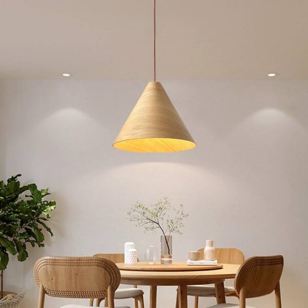 Woodgrain Cone Pendant Light