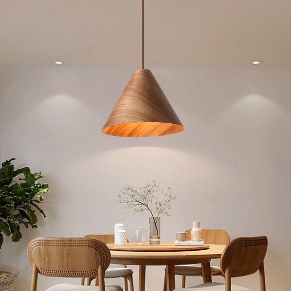Woodgrain Cone Pendant Light