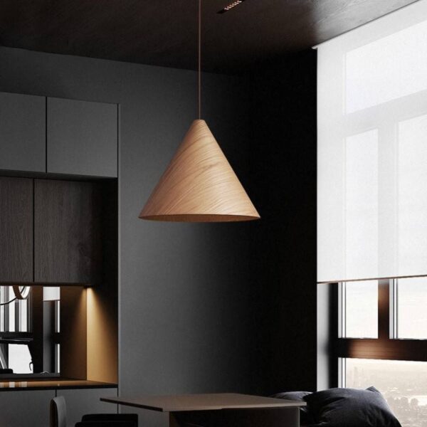 Woodgrain Cone Pendant Light - Image 5