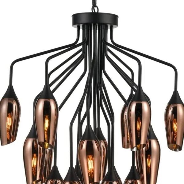 Regal Obsidian Glow (Warm Red) Glass Chandelier - Image 4