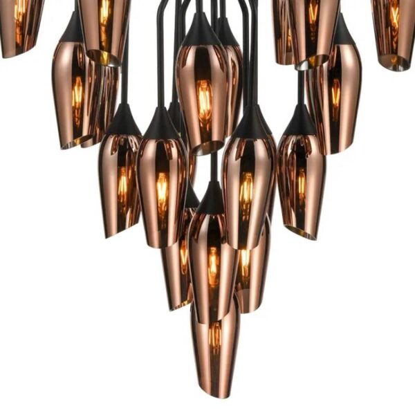 Regal Obsidian Glow (Warm Red) Glass Chandelier - Image 2