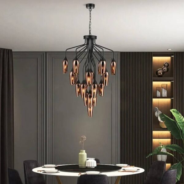 Regal Obsidian Glow (Warm Red) Glass Chandelier - Image 3