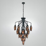 Regal Obsidian Glow (Warm Red) Glass Chandelier