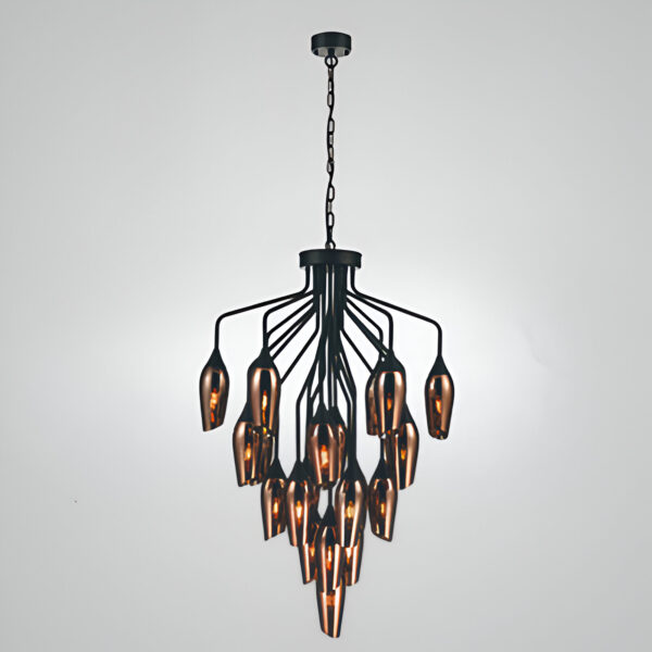 Regal Obsidian Glow (Warm Red) Glass Chandelier
