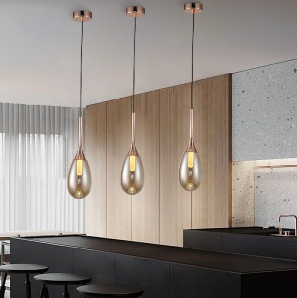 Amber Drop Glass Pendant Lamp - Image 4